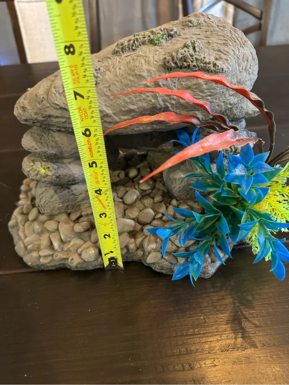 Home Accents Faux Floral Aquarium Rock Accent with Blue & Red Foliage